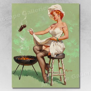 Elvgren 1955 PinUp Girl &quot;A Lot At Steak&quot; Cook Out BBQ Poster
