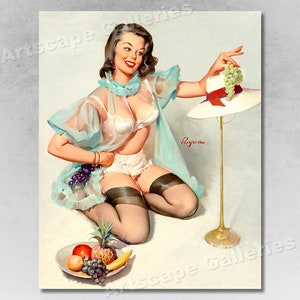 Elvgren &quot;Tasteful Design&quot; Vintage Style Fruit Pin-Up Girl Poster