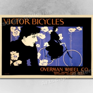 Victor Bicycles - Overman Wheel Co 1896 Cartel publicitario de estilo vintage
