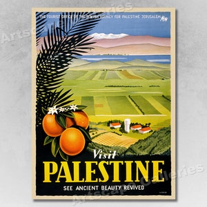 1940s Visit Palestine Israel Ancient Beauty Vintage Style Travel Poster