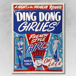1950&#39;s French Cabaret Poster &quot;Ding Dong Girlies!&quot;