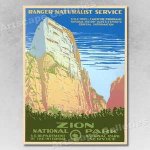 1938 Zion National Park Ranger Naturalist Vintage WPA Travel Poster