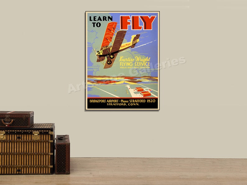 1930s "learn to Fly" Curtiss Wright Flying Service Vintage Travel ...