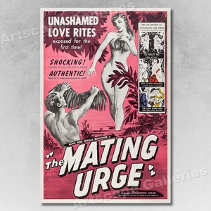 1950s Movie Poster &quot;The Mating Urge&quot; Adult Vintage Style Movie