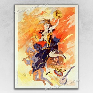 1900 La Musique (The Music) - Jules Cheret - French Art Nouveau Art Print Poster