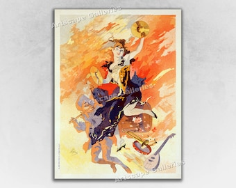 1900 La Musique (The Music) - Jules Cheret - French Art Nouveau Art Print Poster