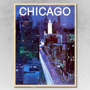 Chicago 1960s Vintage Style Travel Poster