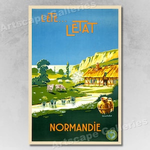 1930s Normandy France - Classic Vintage Style Travel Poster