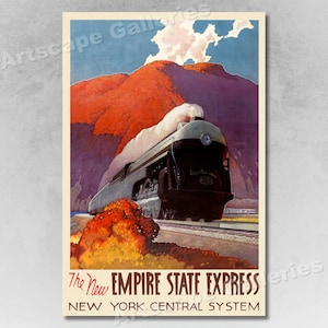 1940s Empire State Express New York Central System Classic Travel Poster