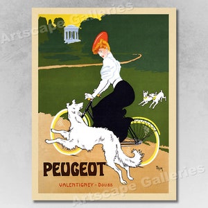 Peugeot Bicycles 1905 Vintage Style Bicycle Dog Poster