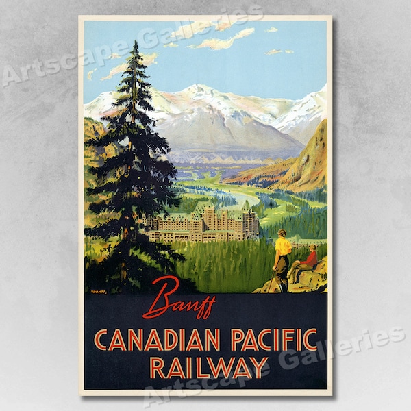 1930s Banff Canadian Pacific Railway - Vintage Style Travel Poster