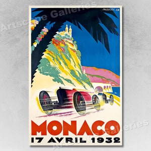Mónaco 1932 Vintage Style Grand Prix Racing Car Póster