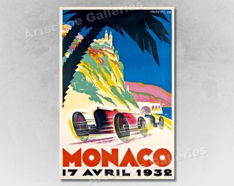 Monaco 1932 Vintage Style Grand Prix Racing Car Poster