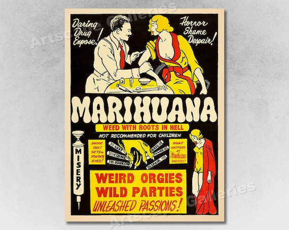 Reefer Madness 1950s Vintage Marijuana Adult Film Movie Poster A4 Art Reprint