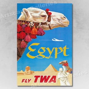 Egypt Fly TWA 1960 Vintage Style Travel Poster