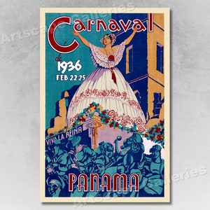 1936 Panama Carnival Vintage Style Travel Poster