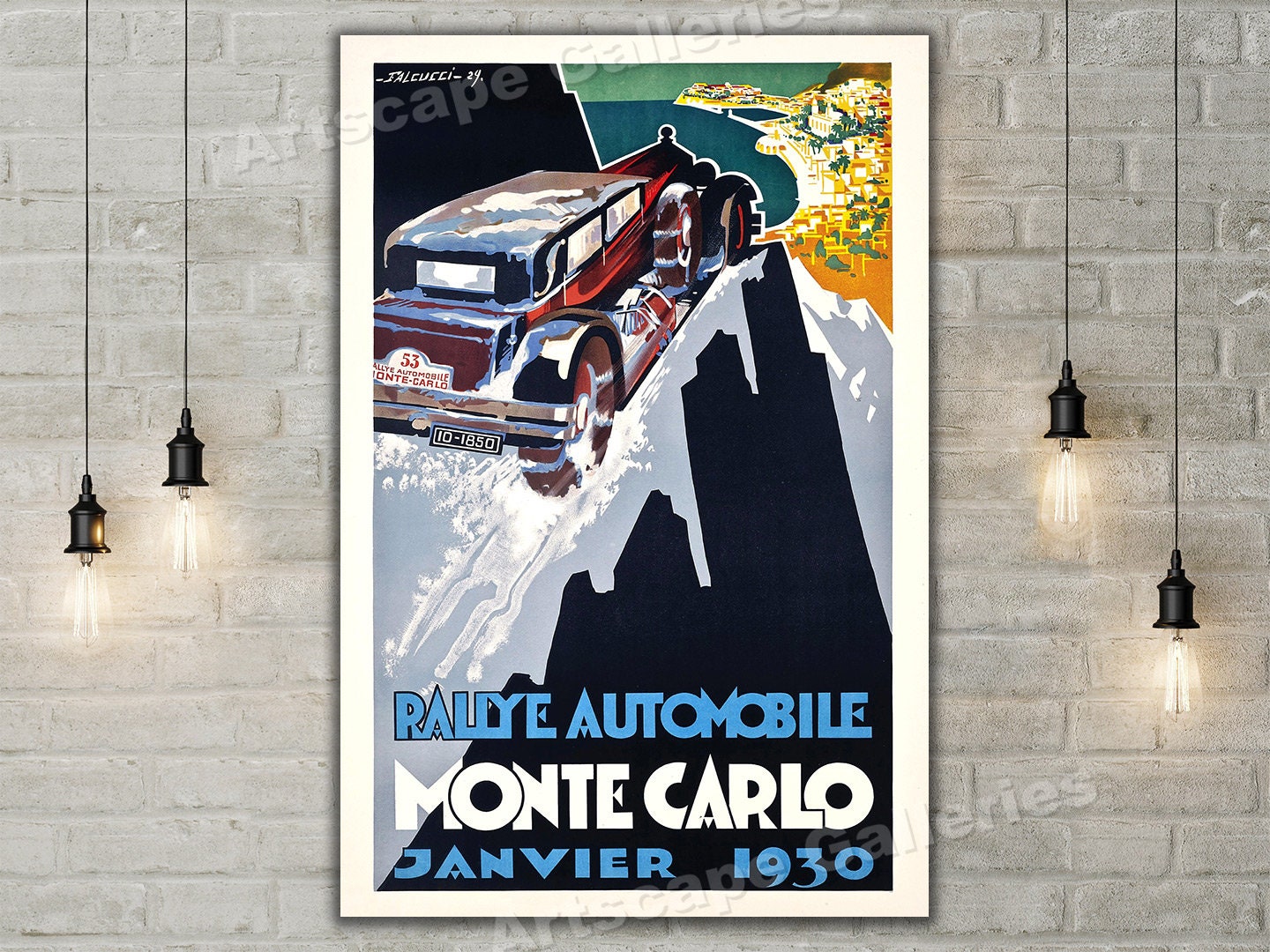1930 Auto Poster - Rallye Automobile Monte Carlo Vintage Car