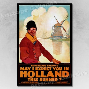 1925 Summer in Holland Vintage Style Dutch Travel Poster