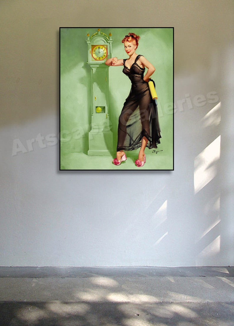 24x30 1950s Elvgren Red Head PinUp Girl Poster /"Fascination/"