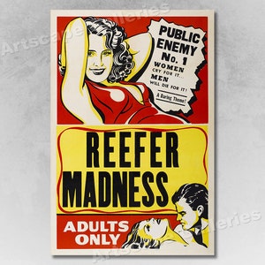 1950s &quot;Reefer Madness&quot; Vintage Marihuana Vintage Style Movie Poster