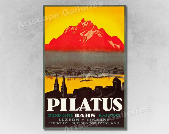 Pilatus Luzerne Suisse 1927 Lake of the Four Cantons Vintage Travel Poster 24x36 