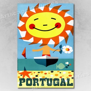 Portugal 1950s Classic Vintage Style Vacation Travel Poster