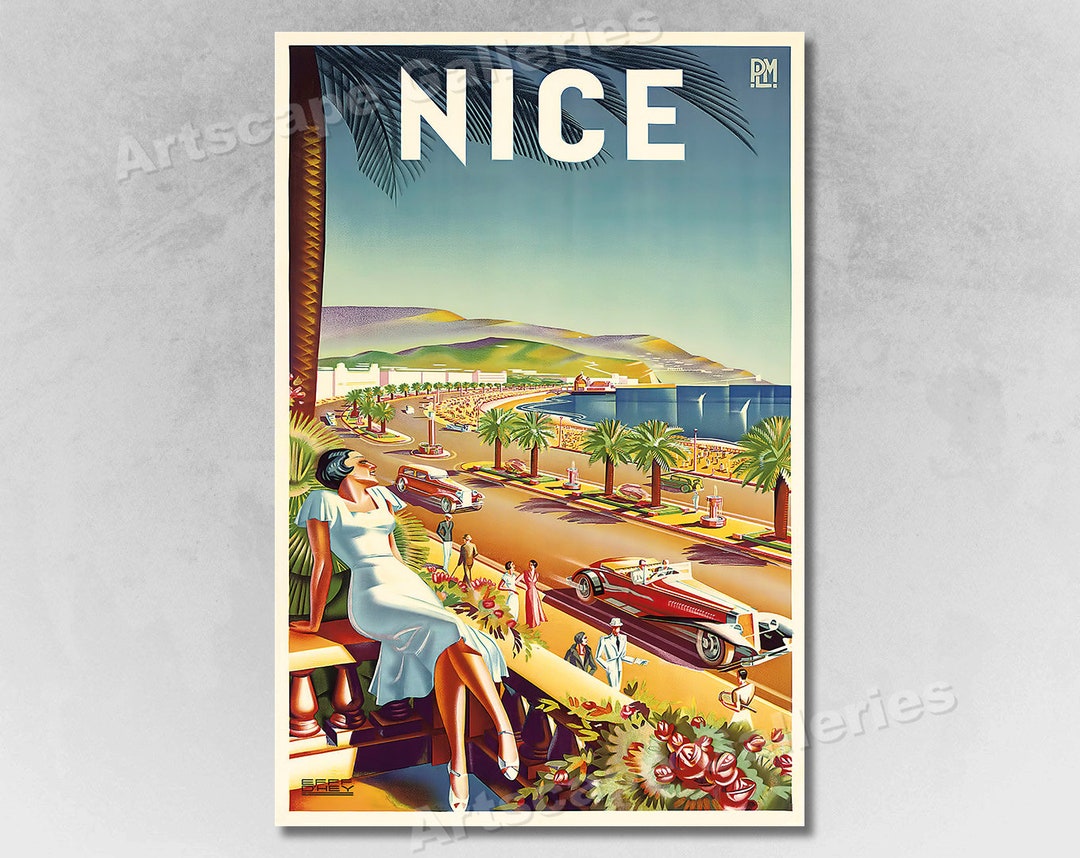 kb428 1930年代コートダジュール、フランス旅行観光のポスター17x24