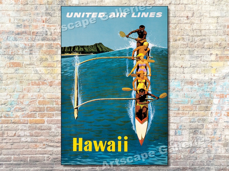 1960s Hawaii Outrigger Canoe Classic Vintage Style Travel - Etsy