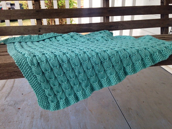 Pattern Gulls and Seafoam Knit Baby Blanket Pima Cotton Blanket Pattern Etsy Canada
