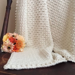 Patrón: Manta de crochet fácil // Manta de momentos preciados // Algodón orgánico // Manta de bebé // Principiante