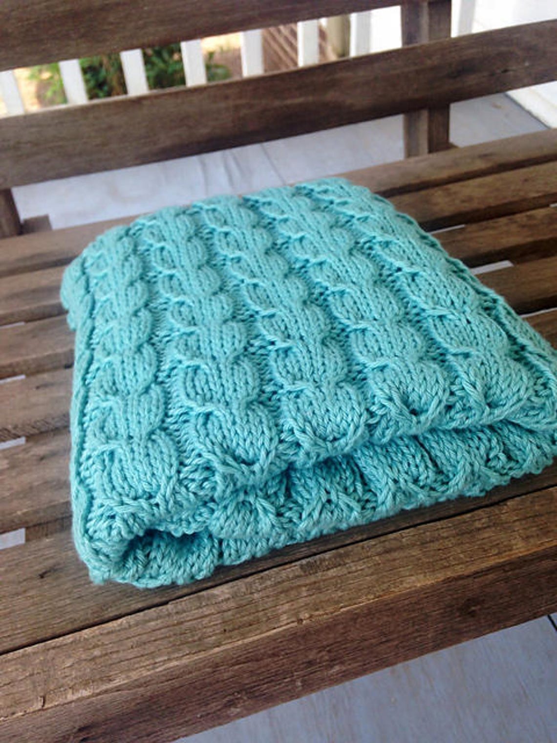 Gulls and Seafoam Knit Baby Blanket / Soft Pima Cotton Blanket Etsy