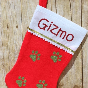 Personalized Cat Dog Stocking with Paw Prints,  Custom Christmas Pet Stocking