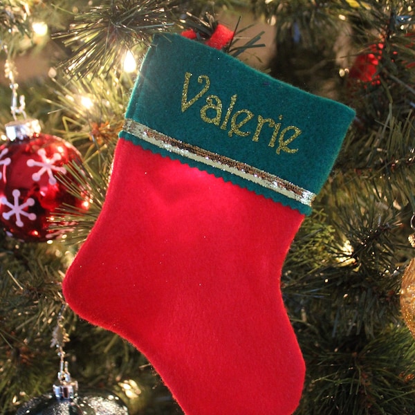 Personalized Mini Christmas Stocking, Custom Mini Stocking,