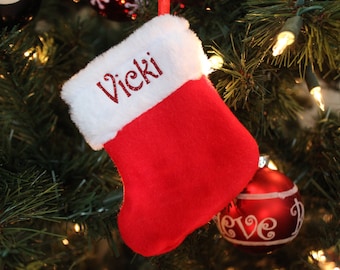 Personalized Mini Christmas Stockings,  Plush Traditional Mini Stocking,  Custom Stocking,