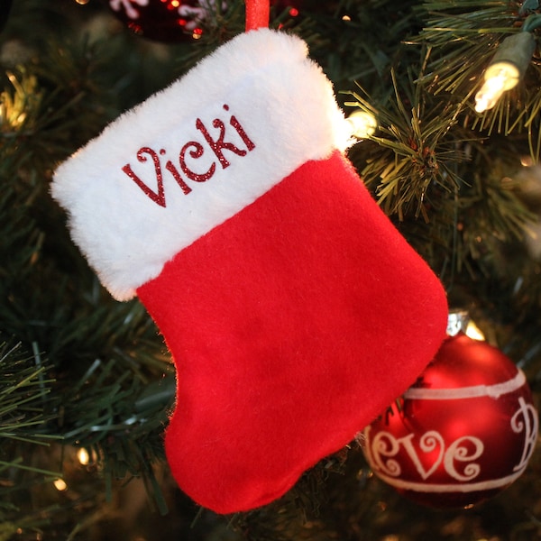 Personalized Mini Christmas Stockings,  Plush Traditional Mini Stocking,  Custom Stocking,