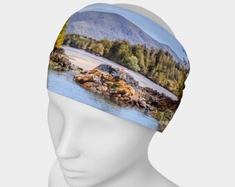 Headband Gaiter Yoga Headband Fitness Headband Running Headband Scarf Face Warmer Head Wrap Tofino Inlet Vancouver Island All Over Printed