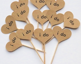 I do cupcake toppers, rustic cupcake toppers, I do cupcake toppers, cupcake toppers, I do cupcake picks, I do picks, kraft picks, set of 12