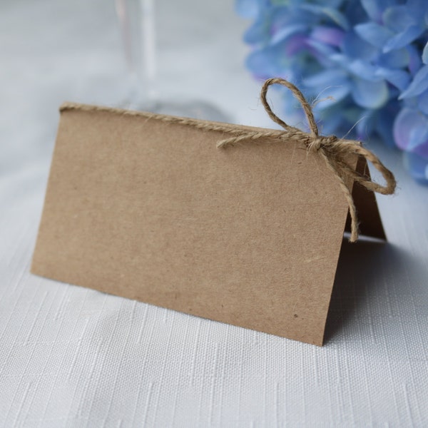 Blank Rustic Place Cards, Blank place cards with twine bow, Rustic place cards, Twine bow place cards, rustic wedding place cards