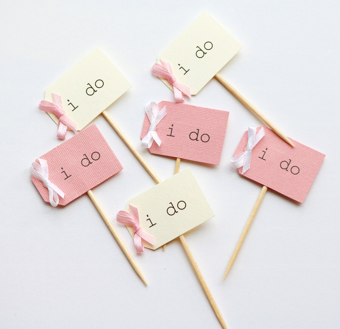 12 I Do Cupcake Toppers Beige With Blush Pink I Do Cupcake Etsy