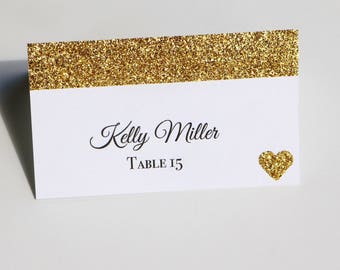 10 Gold Glitter Place Cards, Wedding Place Cards, gold glitter place cards, gold place cards, glitter place cards, rustic place cards, gold