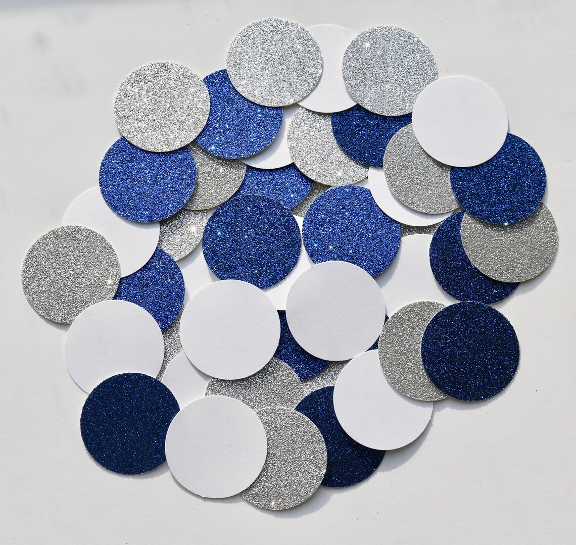 50 Navy Blue and Silver Confetti Navy and Silver Wedding - Etsy