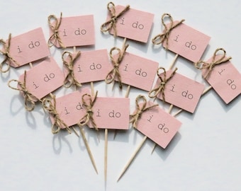 12 i do cupcake toppers, rustic i do cupcake picks, blush pink i do cupcake toppers, blush pink i do cupcake picks, blush pink cupcake picks