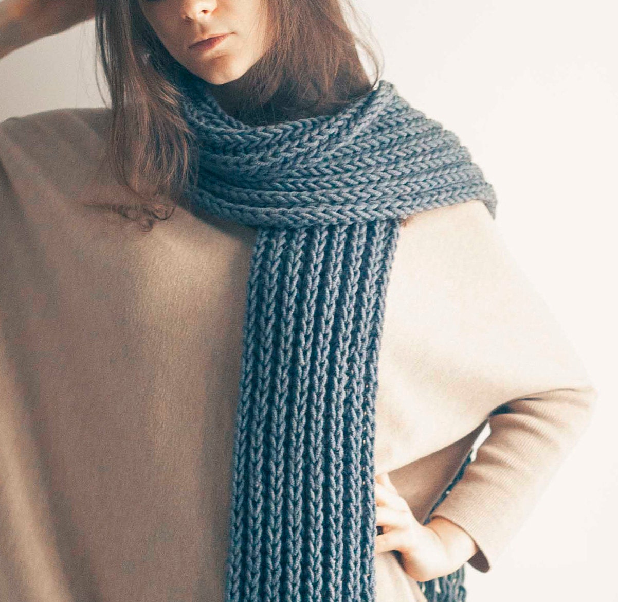 Knit scarf pattern Video tutorial Beginner knitting patterns | Etsy