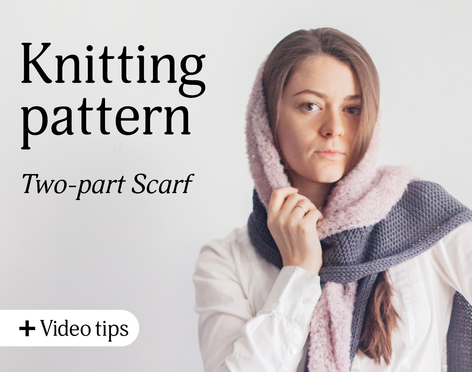 Beginner knitting Knit scarf pattern VIDEO tutorial Knit | Etsy