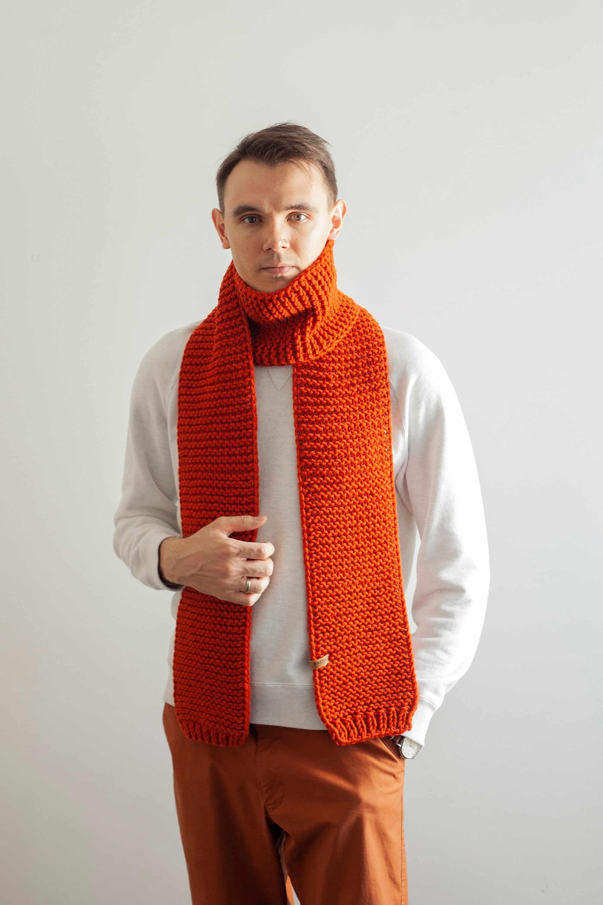 Knitting Patterns for Men Knit SCARF Pattern VIDEO Tutorial Etsy
