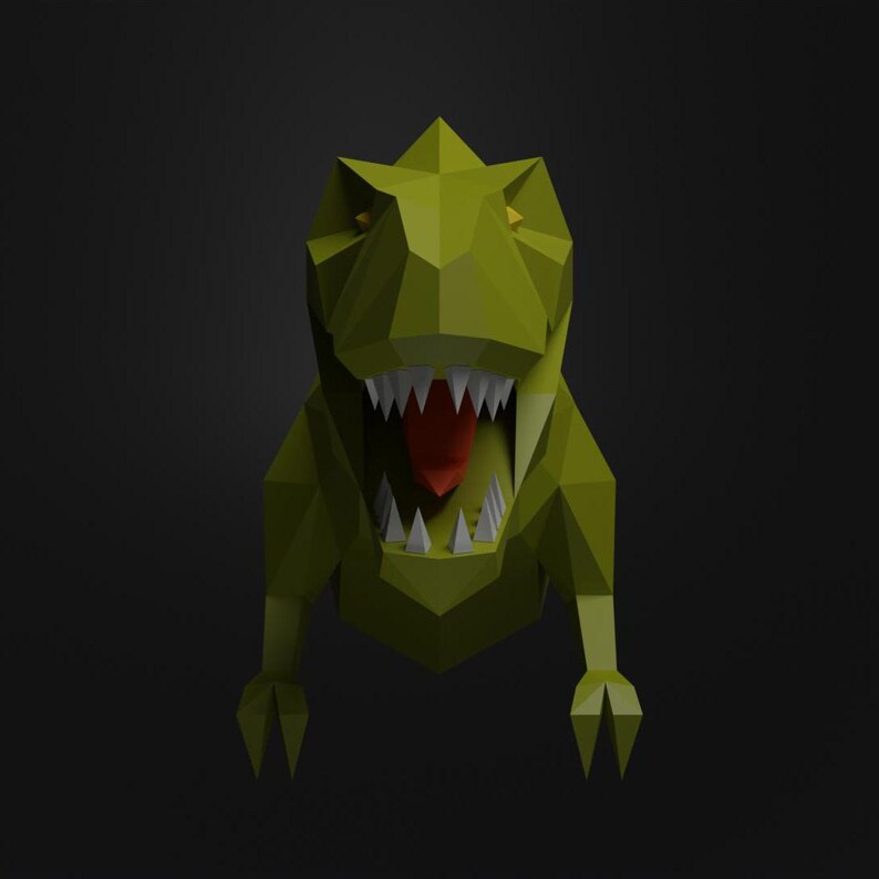 Dinosaur Head T-rex Papercraft Low Poly Origami Digital PDF Template - Etsy