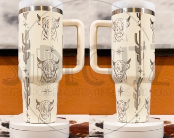 Highland Cow PNG Tumbler Wrap - Laser