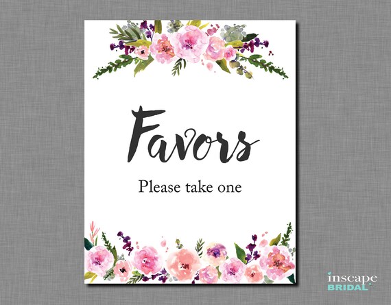 Baby Shower Favors Sign Printable Floral Baby Shower Flowers Etsy