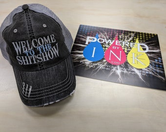 Welcome to the ShitShow Embroidered hat ** Distressed ** Shit Show ** Party Hat ** Bachelor * Retirement * Group