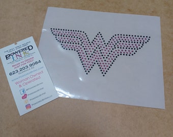 W Woman Rhinestone Decal * Bling * 5 x 2.5 * 6ss Stones * Superhero *